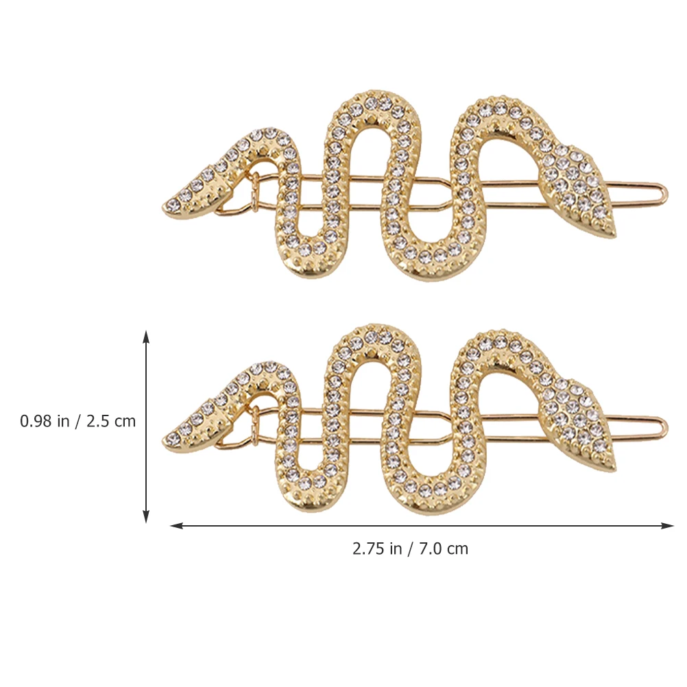 

2pcs Water Crystal Snake Hair Clips Gold Decorative Barrettes Women Accessories Wedding Party Hairpins Styling Aid