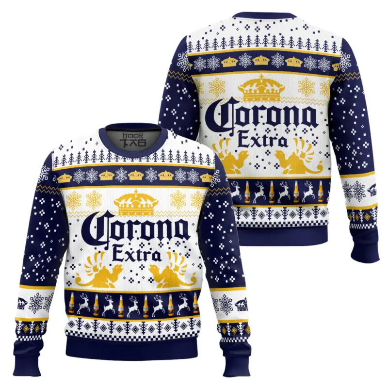 Sweater Natal Lucu Corona Extra Lager Beer, Sweater Pesta Liburan Unik Ukuran Besar untuk Pria Wanita, Hadiah Natal 2026