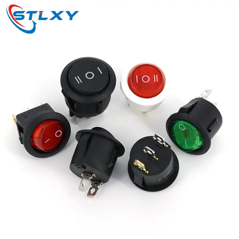 1PCS ON/OFF Round Rocker Switch LED illuminated Car Dashboard Dash Boat Van 12V 24V / 6A 250V / 10A 125V 2/3/4PIN Switch 20MM