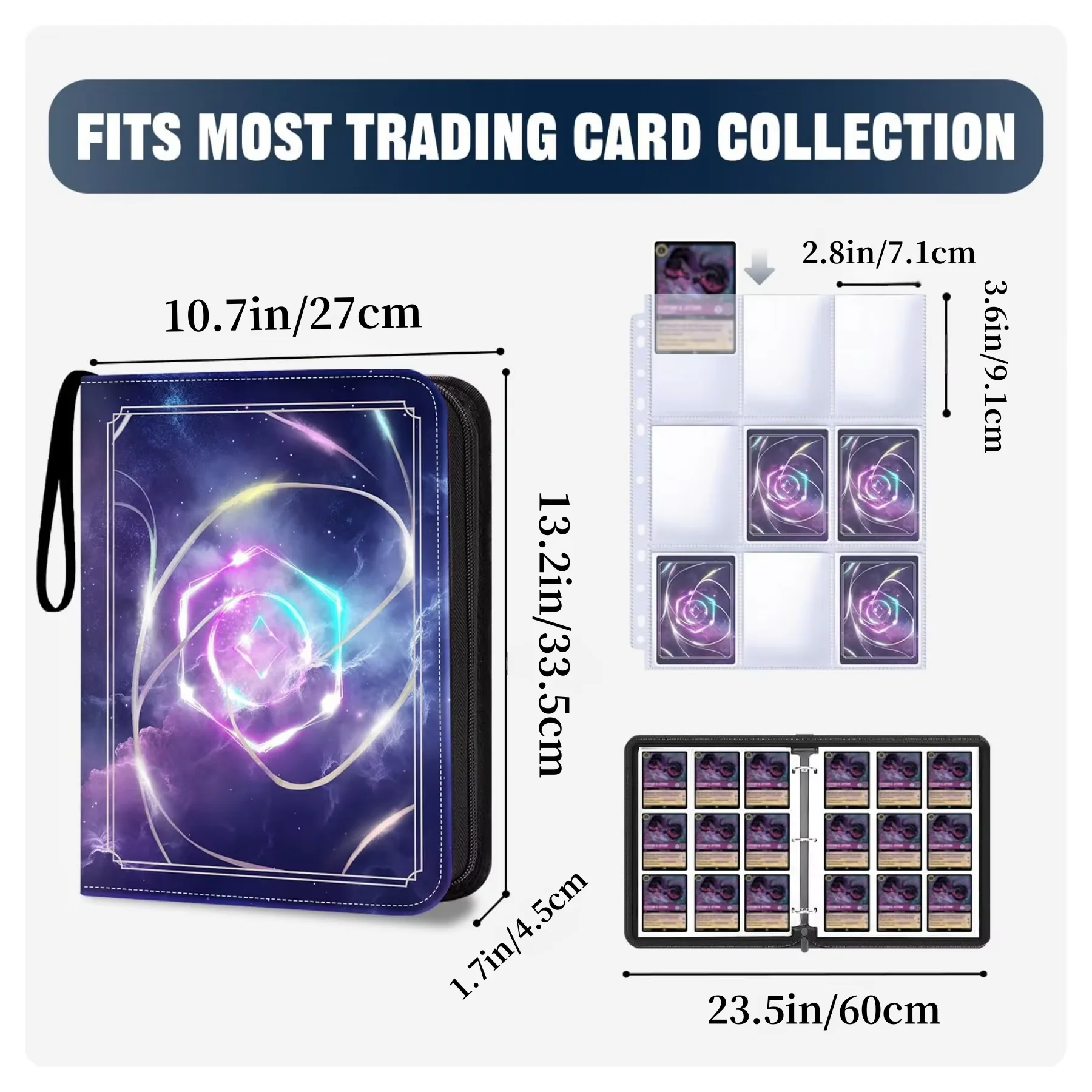 9‑Pocket Trading Card Album Binder Holds 900 Cards 50 Removable Sleeves Premium Card Collector Book for Sports /Game Cards