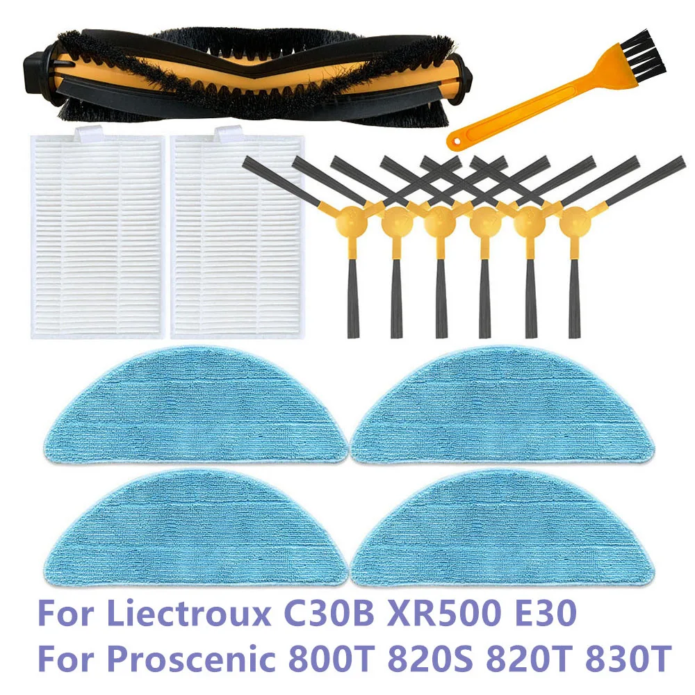 For Proscenic 800T 820S 820T 830T Main Brush Mop Cloths Side Brush HEPA Filter For Liectroux C30B XR500 E30 Vacuum Cleaner Parts