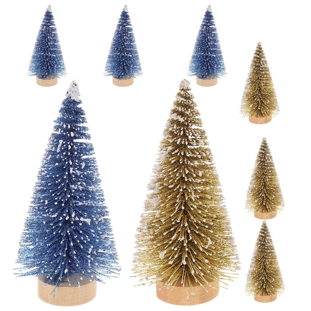 

8pcs Mini Cedar Christmas Tree Wooden Pet Craft Tabletop Decor For Fireplace Window Desktop Xmas Party Home Decoration Ornament