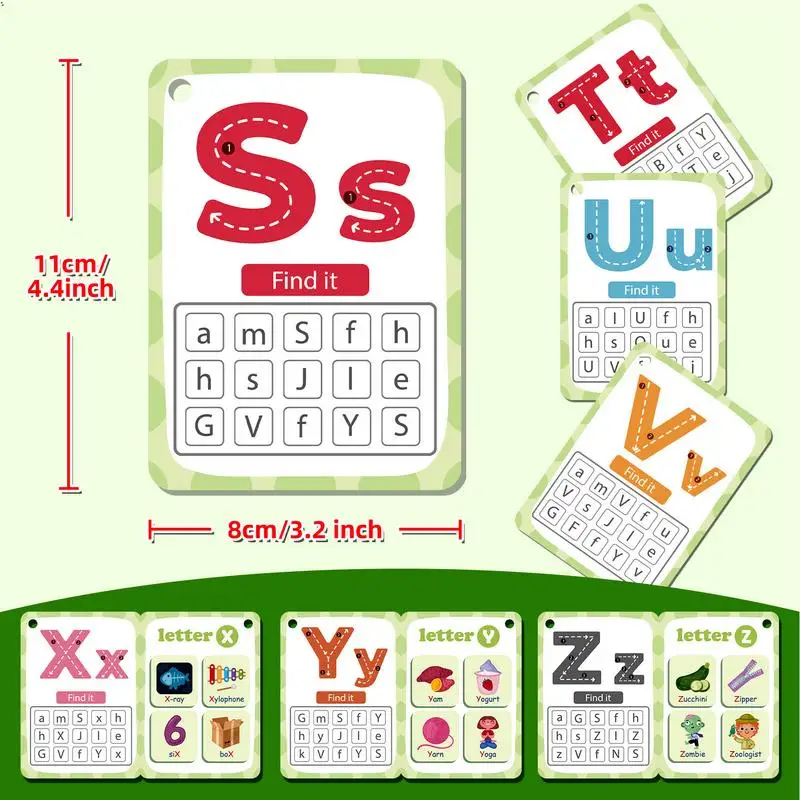 Educational Learning Cards 30Pieces Color Alphabet Flash Cards Learning Cards Shape Interactive Educational Toy Sight Words