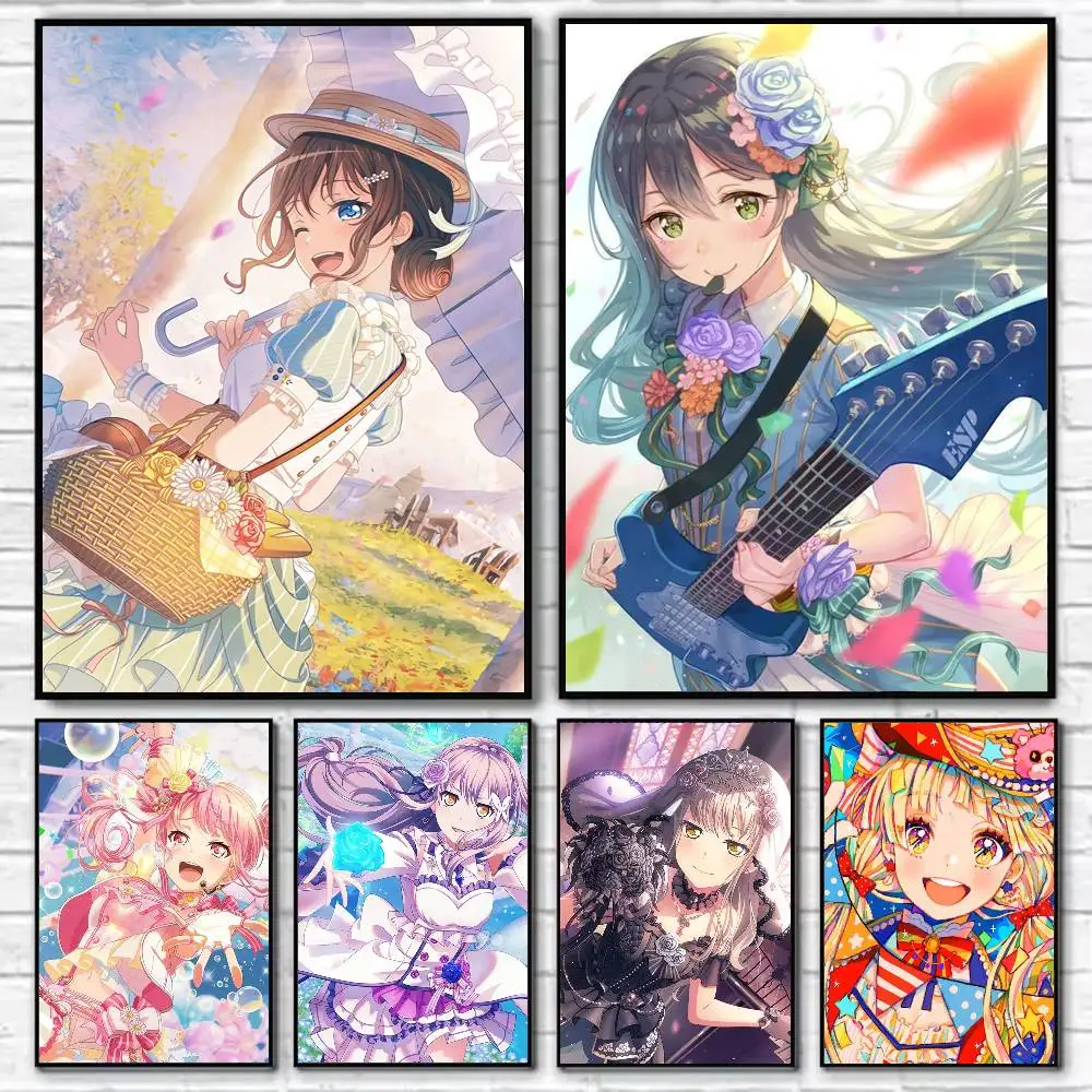 

Anime BanG Dream Poster Self-adhesive Art Waterproof Paper Sticker Coffee House Bar Room Wall Decor