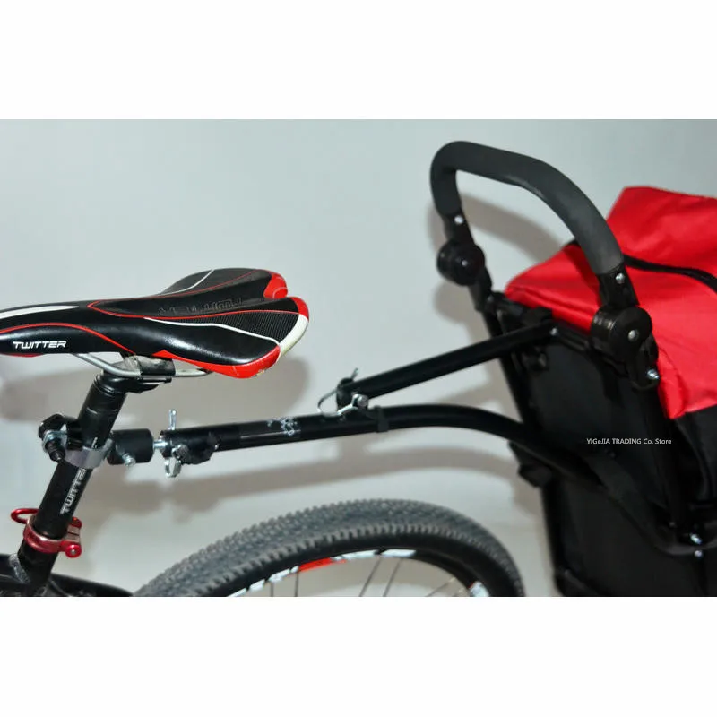 Folding Bike Cargo Trailer with Big Bag And Bike Contacter, Bicycle Trailer, 12 inch Air Wheel Shopping Trolley Luggage Cart