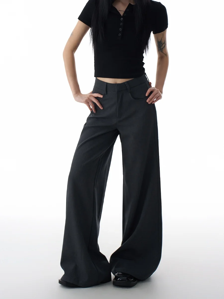 

Ey повседневные прямые брюки для костюма, женские драпированные свободные утягивающие широкие брюки, осеннее новое поступление