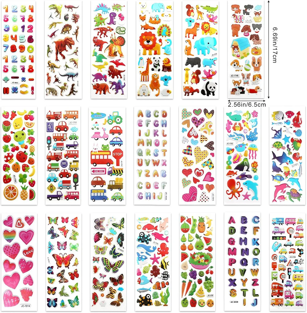 3D Puffy Bubble Stickersfor Kids Toddlers,  Children Party Bag Fillers, DIY Crafts Scrapbooking Rewards Gifts for Boys Girls view 2