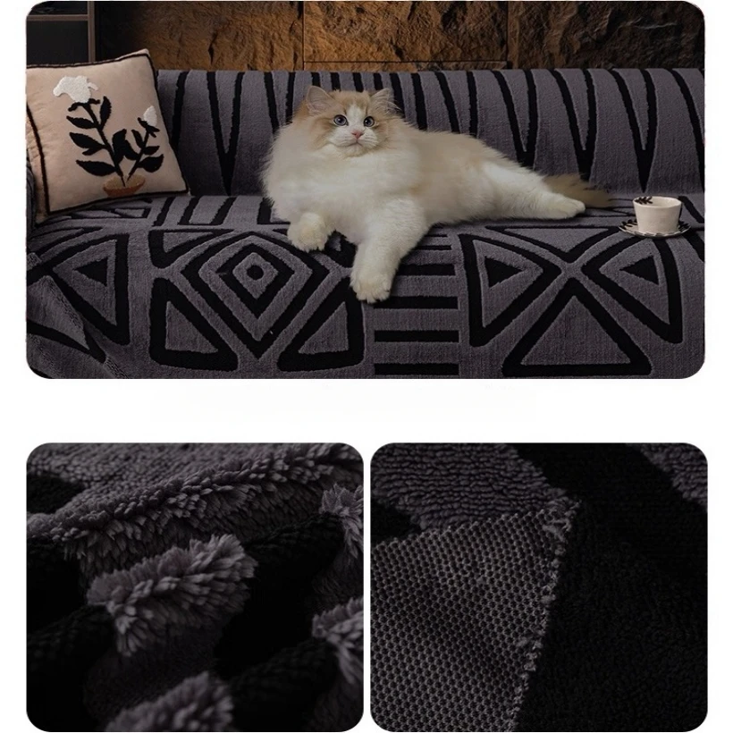 1 Stück warmes, verdicktes, flauschiges Fleece-Bohemian-Sofahandtuch, für Wohnzimmer, Bettwäsche, Zimmer, Freizeit, warme Decke, Boho-Couchbezug – Detail 5