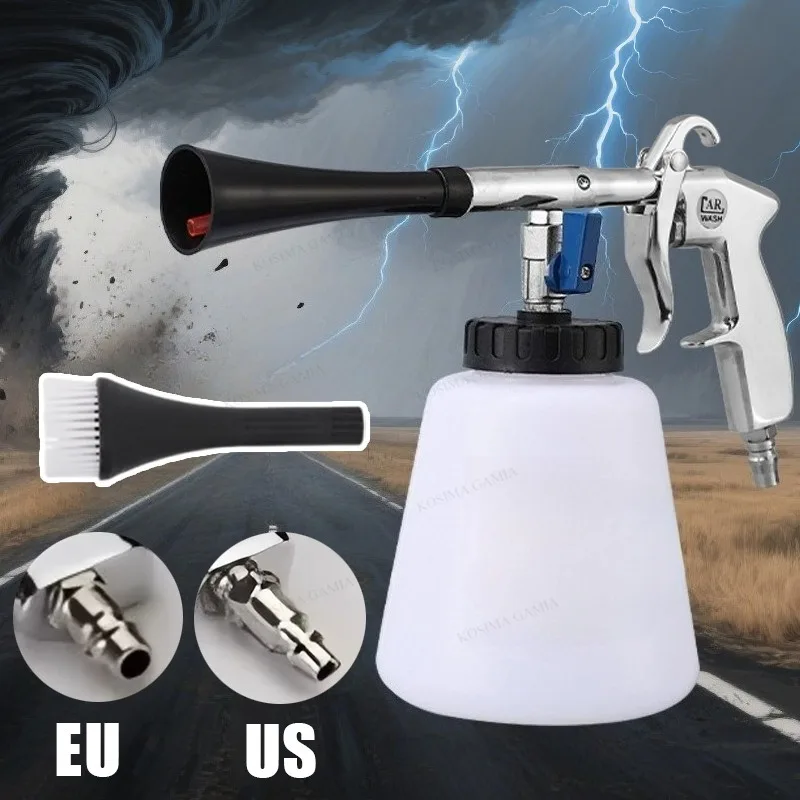 Pistola de Limpieza para Interiores de Auto, Soplador de Polvo Ciclónico Neumático Tipo Tornado para Detallado Automotriz, Soplador de Aire de Alta Presión Portátil con Cepillo