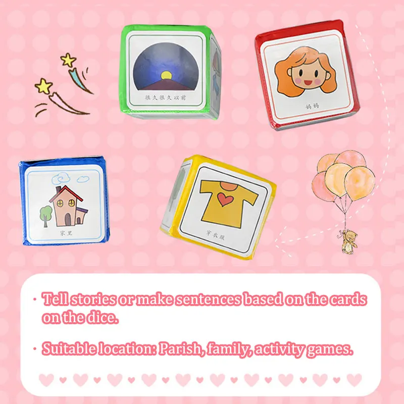 Bambini dadi morbidi Storytelling giocattoli Montessori espressione linguistica pensiero logico formazione attività Parish gioco giocattolo sensoriale