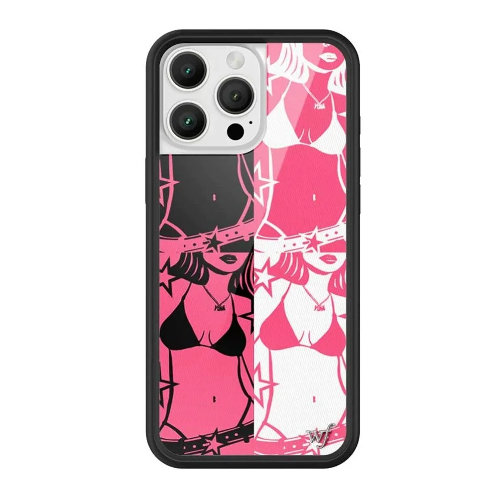 Luxury Wildflower Artistic Portrait Line Chest Phone Case For iPhone 13 14 15 16Pro Max WF Fashion sexy 3D Bikini swimsuit Girl