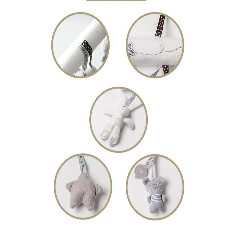 2024  New Hanging Bed Rabbit baby Hand Bell Safety Seat Plush Toy Multifunctional Plush Toy Stroller Mobile Gifts