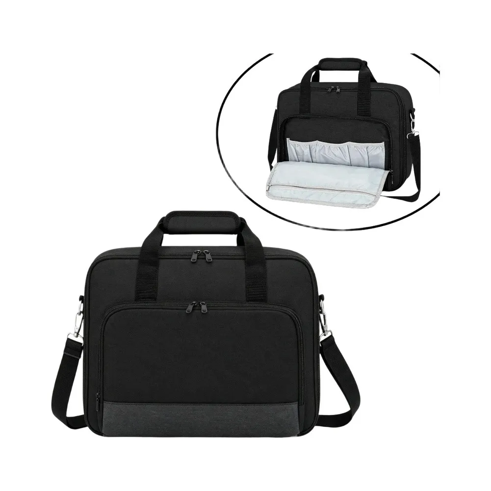 Black Waterproof Storage Bag for Projector and Accessories for Outdoor BBQ Parties 36x28x10cm Polyester Material