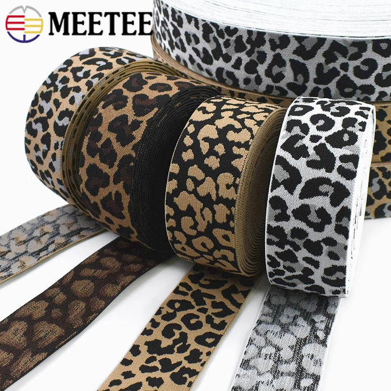 2/5/10Meter Leopard Print Elastic Bands 40mm Stretch Ribbon Sport Clothing Sewing Rubber Band Yoga Pants Spring Belt Bungee Cord