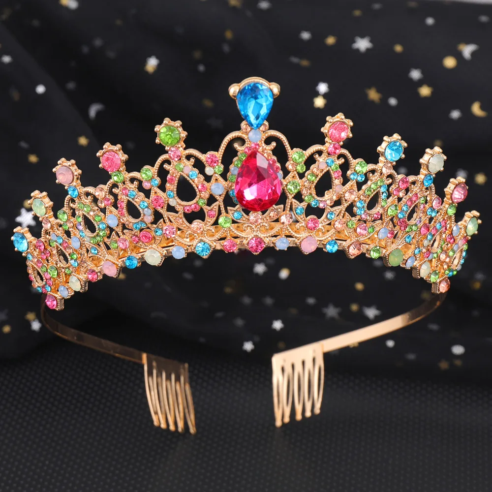 Bride Crystal Crown With Combs Headband for Women's Wedding Birthday Dinner Christmas Party Girls Princess Crown Tiaras