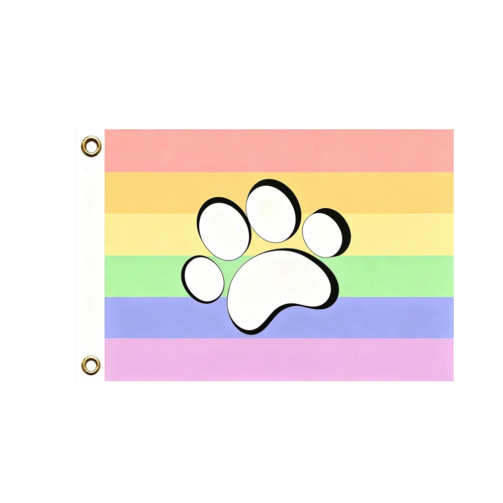 Pride Pet Lover Rainbow Flag 2x3ft 3x5ft Polyester Banner with Paw Print for LGBTQ+ Support Animal Rescue Home Decor Gay Pride
