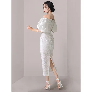 원피스 패치워크 드로스트링 스트라이프 힙 랩 드레스, 프렌치 스타일, 심플한 패션, 페이크 투 오프 숄더, 라운드넥 티셔츠, 여름