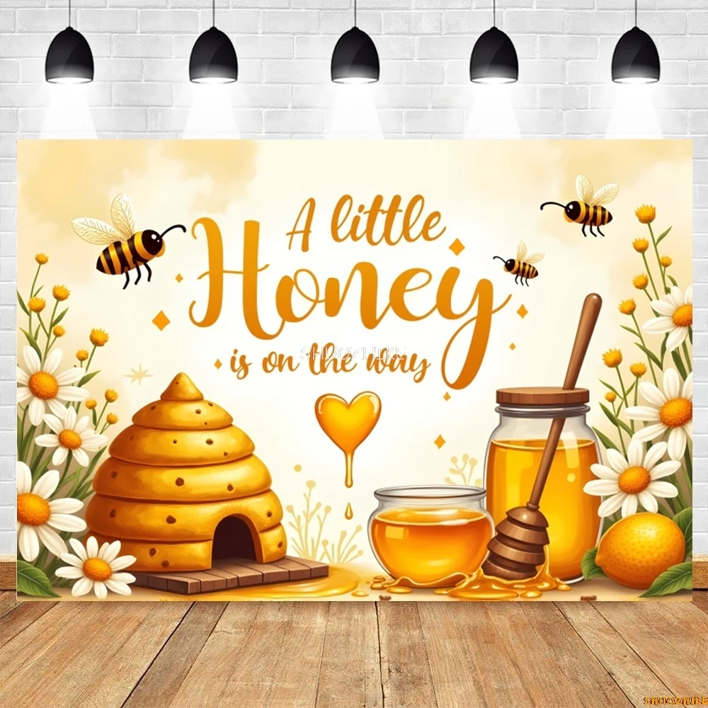 Sweet Honey Bee Backdrop Newborn Baby Shower Kids Birthday Party Portrait Custom Photography Background Decor Banner Photostudio