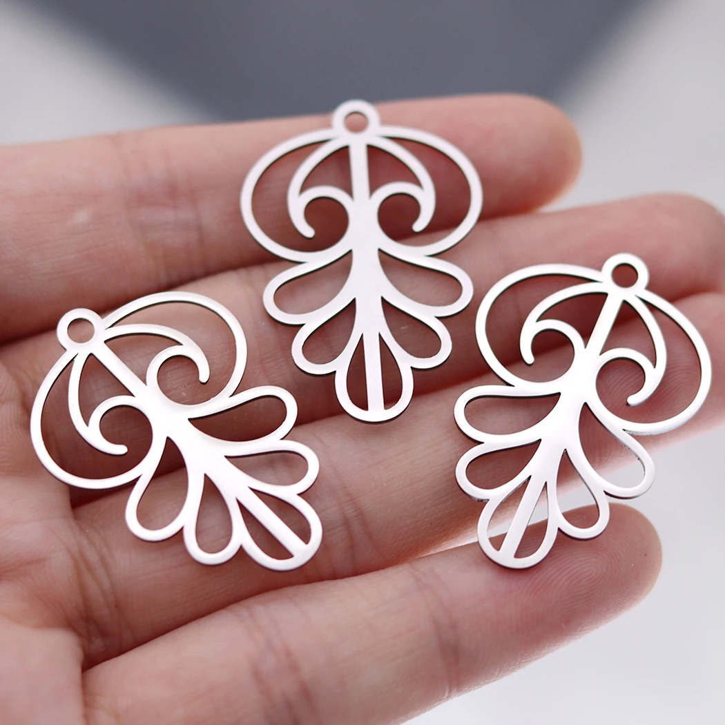 3pcs Various Leaves Charms DIY Tassels Earring for Women Jewelry Making Stainless Steel Pendant Feather Art Line Leaf Accessorie