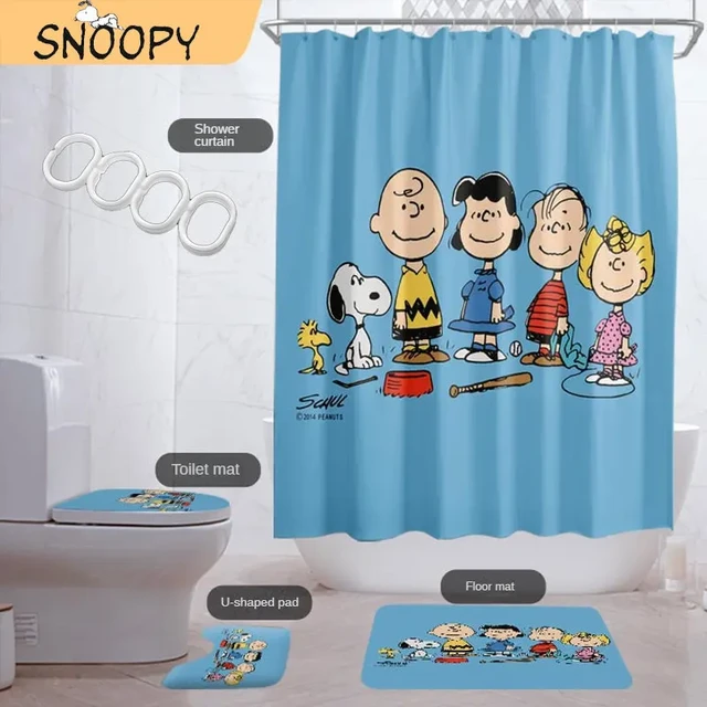 Peanuts Halloween Snoopy Fabric Shower purchases Curtain And 3 Pc Bathroom Towel Set Decor