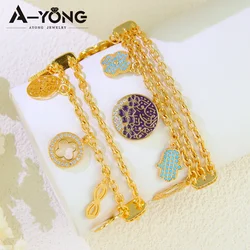 Dubai Fashion Gold Plated Bracelet 21k Gold Color Italian Chic Multi Layer Bangles Saudi Women Wedding Party Jewelry Gifts