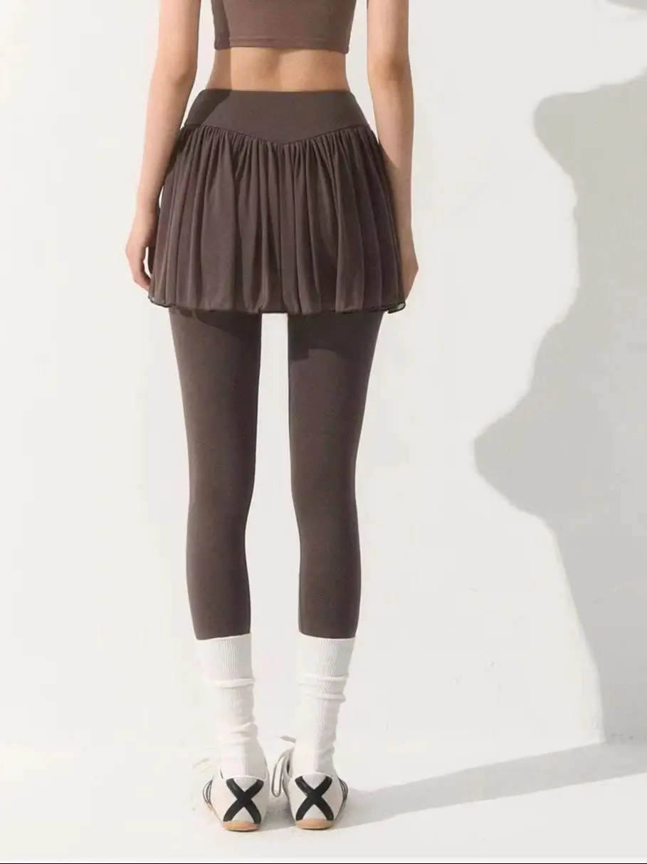 Damen-Yoga-Hosen mit hoher Taille, Mesh-Sportröcke, Fitnesshosen, figurformend, hüftbedeckend, für Laufen, Radfahren, Pilates und Yoga – Detail 9