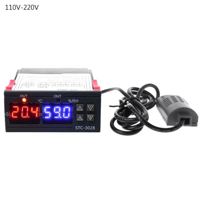 Dual Digital Thermostat Temperature Humidity Control STC-3028 Thermometer Hygrometer Incubator Controller 220V 24V