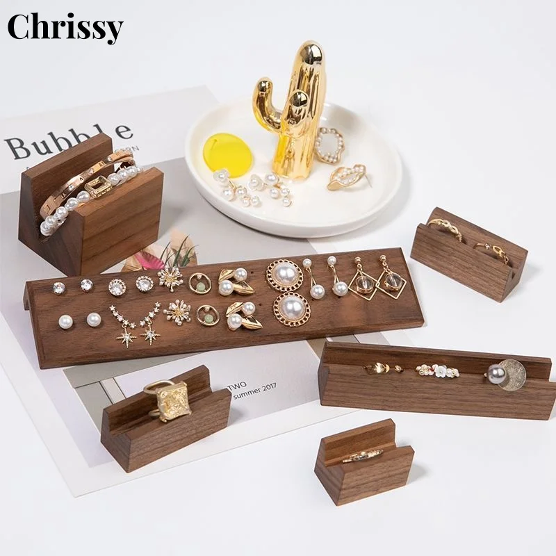 

Wooden Earring display stand Earrings Ear Studs Card Hanging Tags Walnut Jewelry Hanging Cards Showing Holder organizer