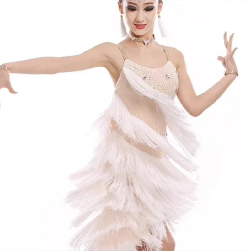 Costume de danse latine filles paillettes glands robes de concours de danse latine robes de danse de salon robe de salon latine