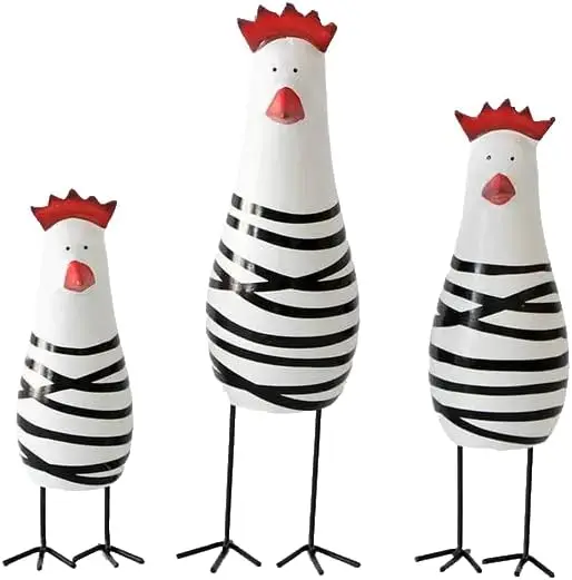 

3PCS Wood Chicken Rooster Decor Figurines Set Farmhouse Rustic Office Decor