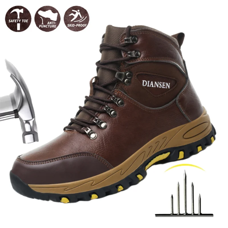 

Indestructible Safety Shoes Work Hiker Boots Steel Toe Slip Resistant Anti Shock Anti-puncture Anti-smash Boots for Men