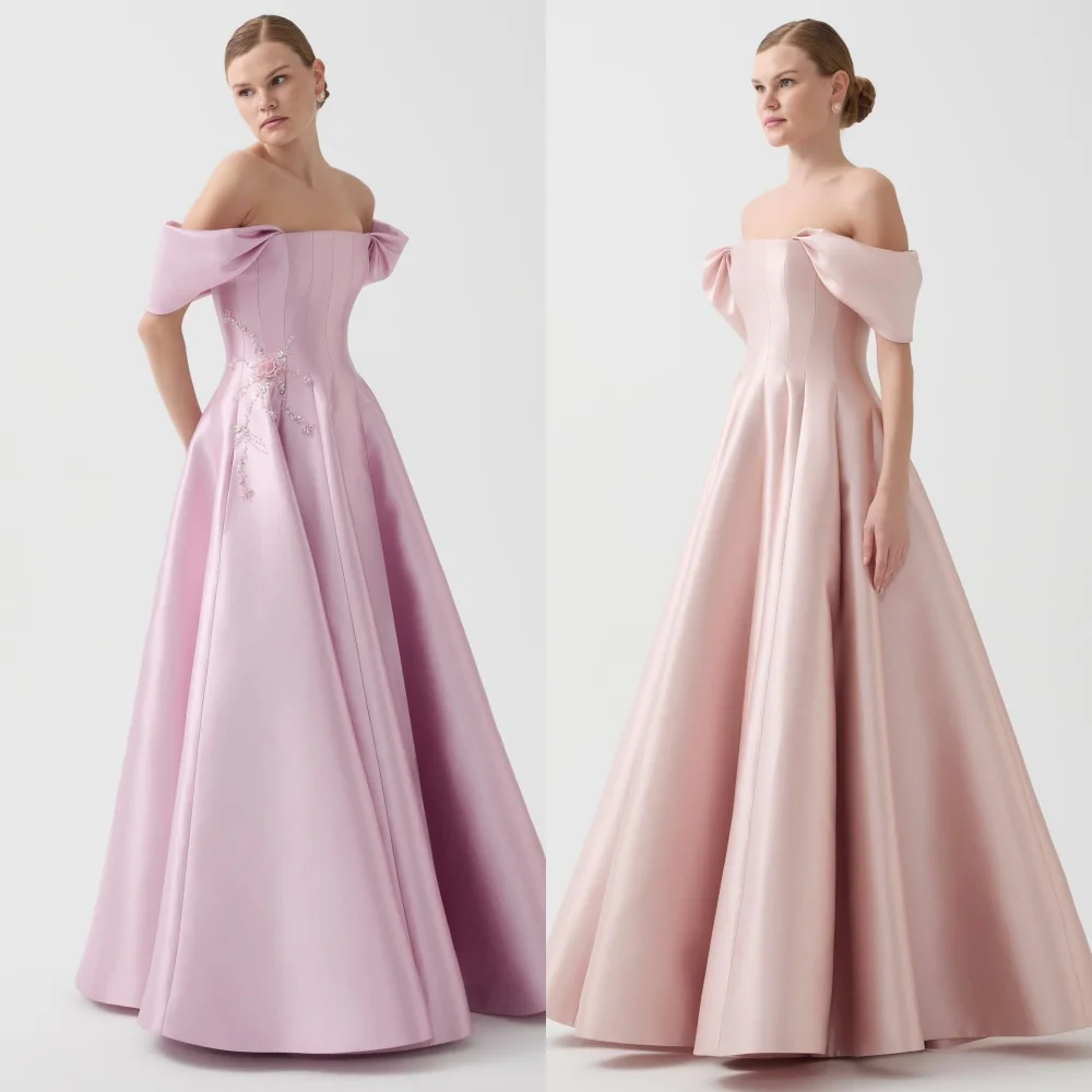 

Customized Matching Elegant Flower Beading Sequined A-line Off-the-shoulder Long Dresses Bespoke Occasion Dresses Chinese Style