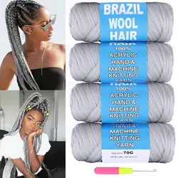 Kanekalon Synthetic Wool Hair Extension For Women African Low Temperature Senegalese Twist Faux Locs Wraps Crochet Braiding Hair