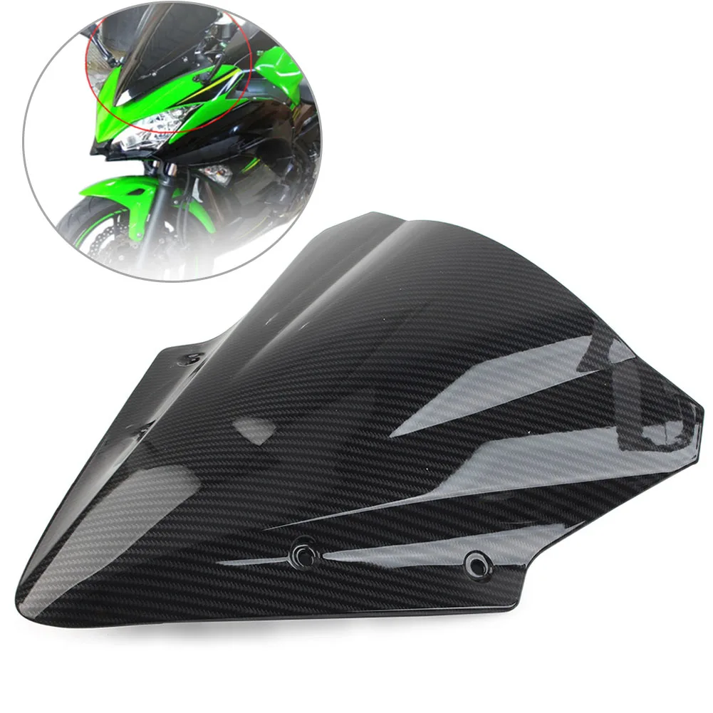 New Black Carbon Fiber ABS Motorcycle Windshield Wind Screen Shield For Kawasaki Ninja 650 EX650 ER6F 2017 2018 2019