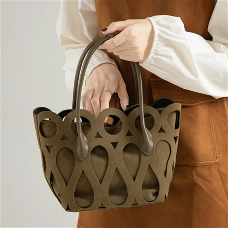 

Design Women's Handbag Hollow Out Shoulder Bucket Crossbody Bag Fashionable Tote Bag Elegant Luxury Female Bolso