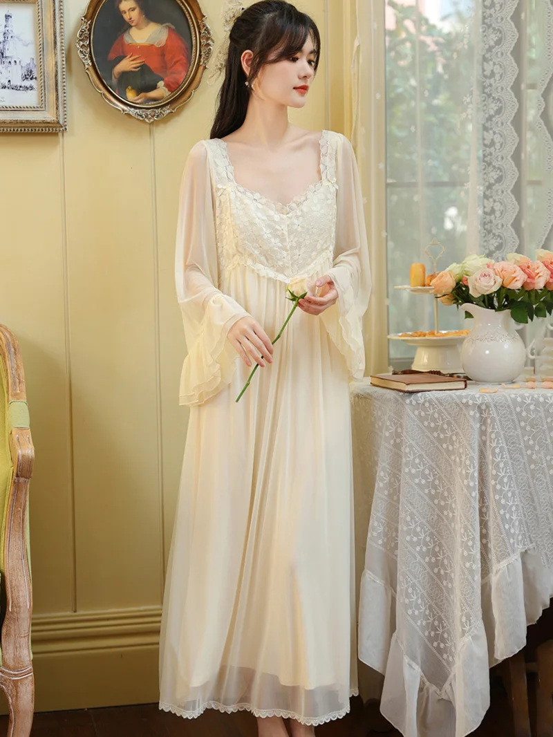 

Женские ночные рубашки из модала с длинными рукавами-фонариками