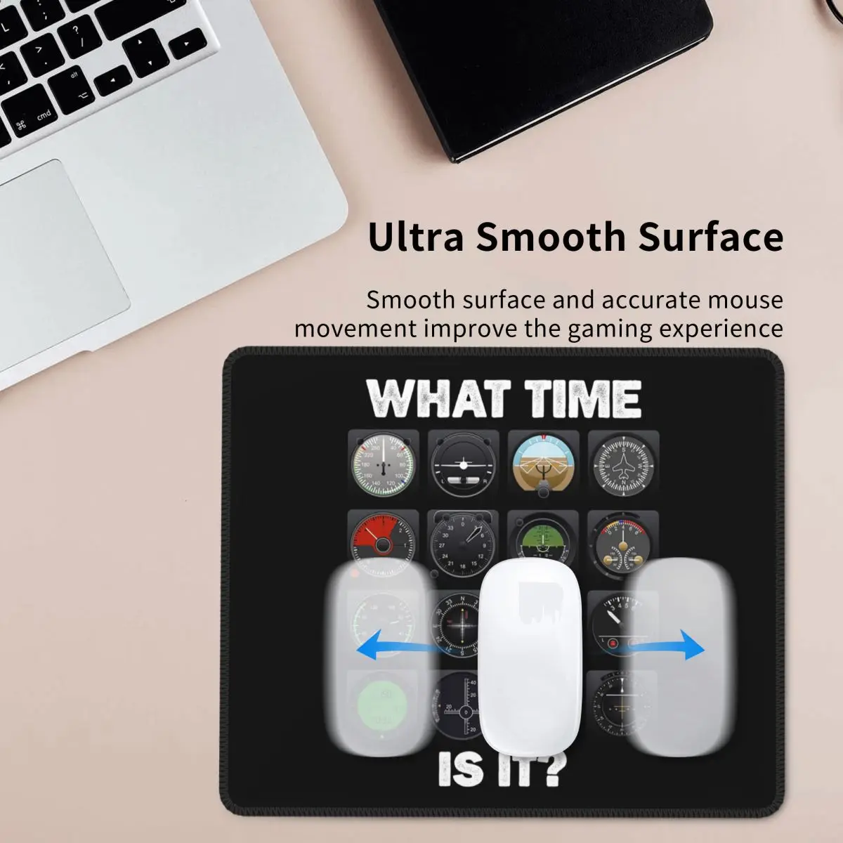 

What Time Is It Flight Instruments Mouse Pad Computer Keyboard Mouse Mat Gamer PC Laptop Desk Mat Office Accessories Table Mats