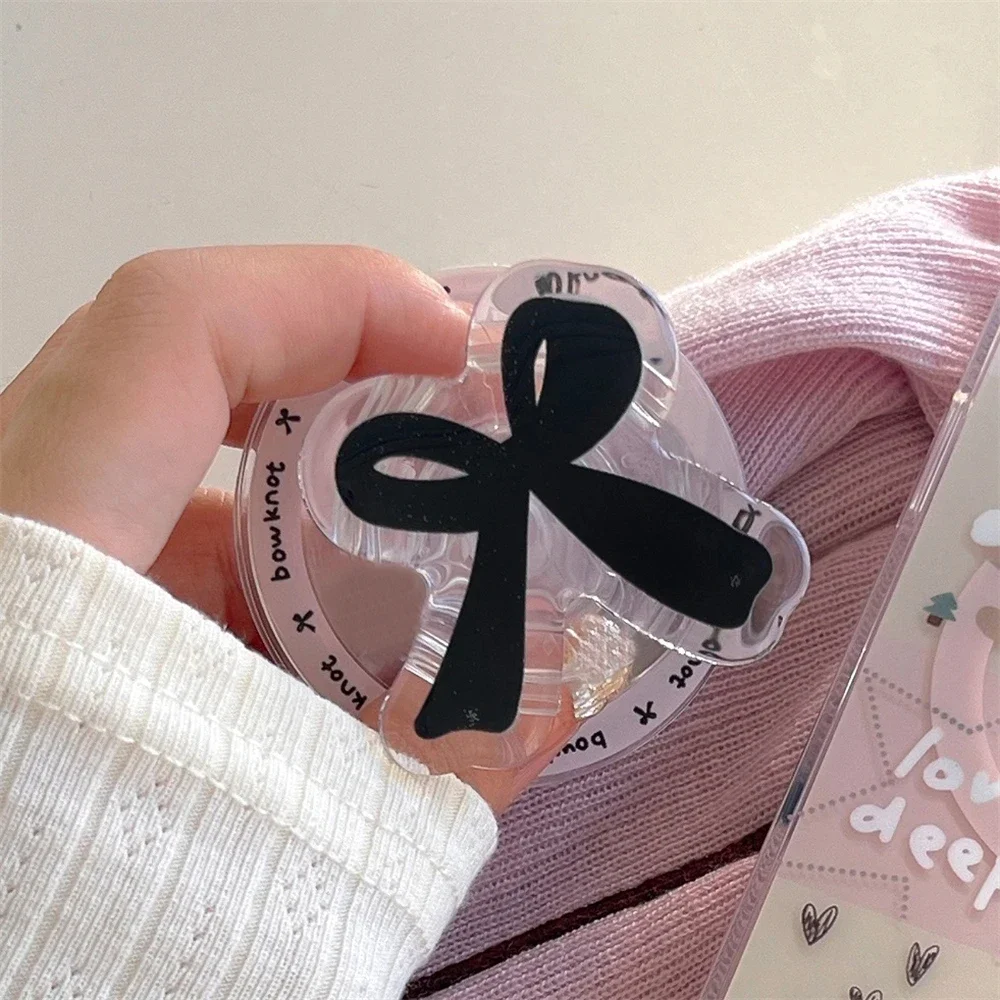 Support coréen mignon Kawaii avec nœud papillon pour téléphone magnétique Magsafe Griptok Grip Tok, étui de chargement sans fil pour IPhone 16 Pro Max