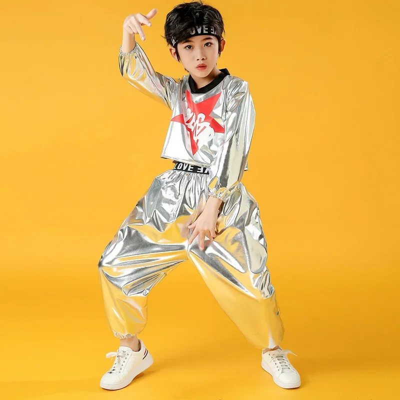 Fato de dança jazz moderno infantil, traje de dança hip hop masculino, desempenho do jardim de infância, desempenho da líder de torcida