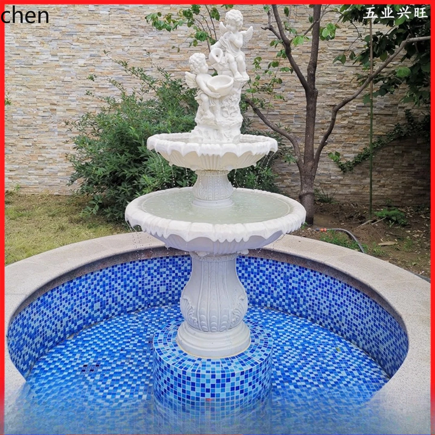 Angel Sculpture Fountain Courtyard Balcony Flowing Water Fish Pond Garden Large Water Landscape Ornament