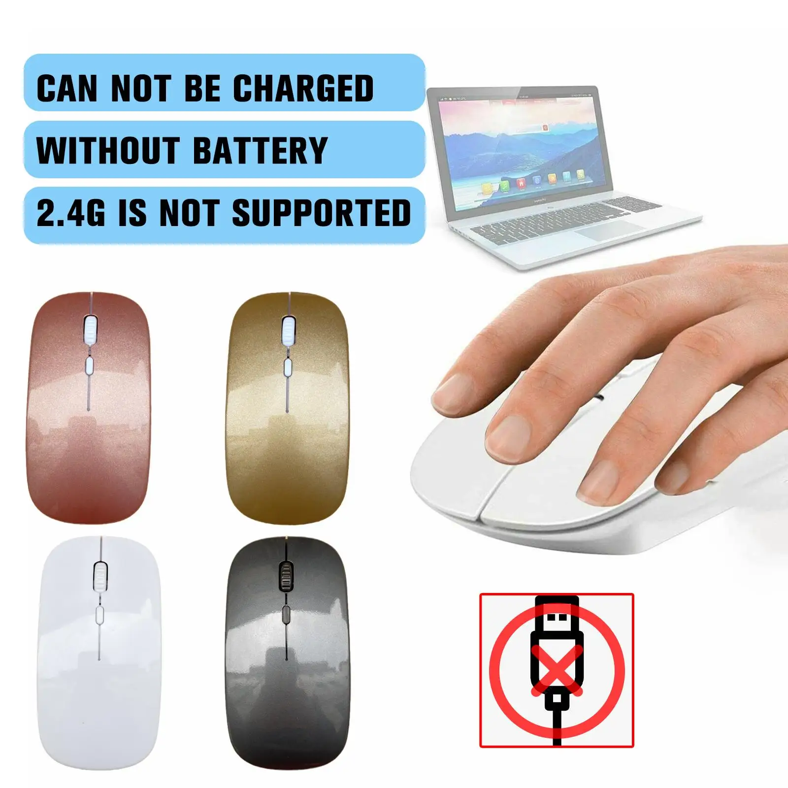 1600dpi Wireless Bluetooth Mouse For M For Android Tablet Laptop Notebook Pc P8f8