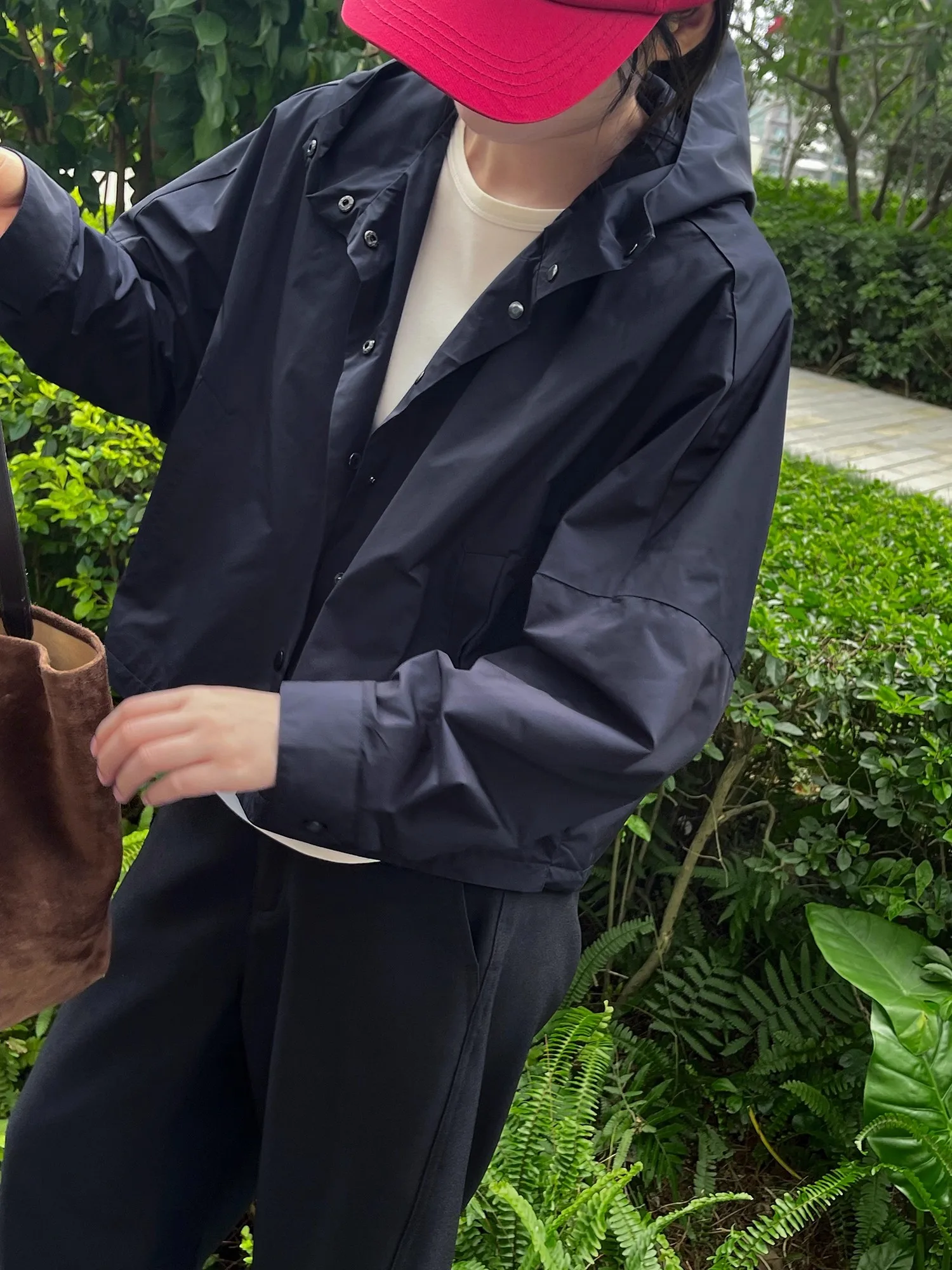 

Lautaro Autumn Short Windproof Navy Blue Jacket Coat Women with Hood Stand Collar Loose Casual Korean Fashion Clothes 2025