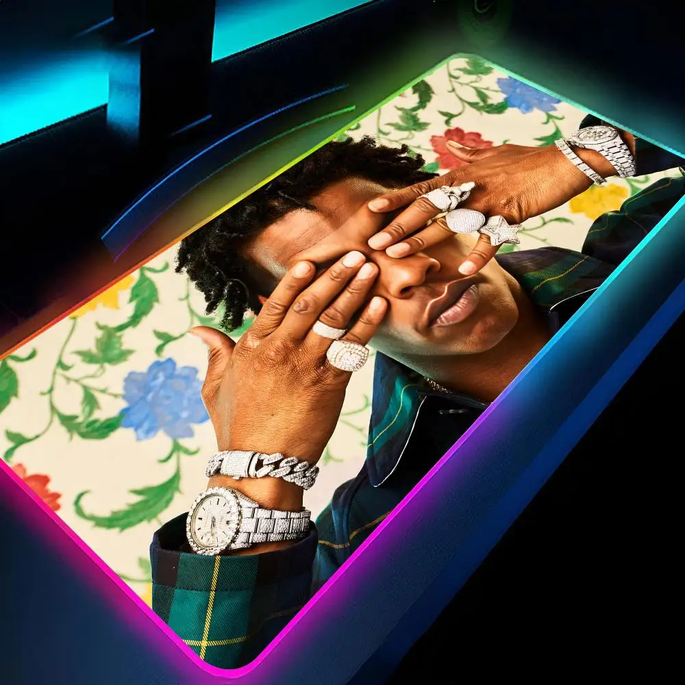 Lil Baby The Singer Mouse Pad Gamer RGB Deskmat Keyboard Mat Gaming Laptops LED Mousepad Desk Protector Anime Mause Mats