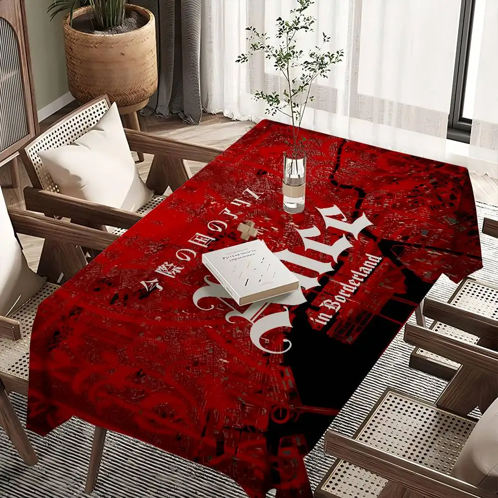 Hot TV Alice In Borderland Rectangle Waterproof Tablecloth Party Decor Farmhouse Kitchen Dining Table Cloth Wedding Decorations