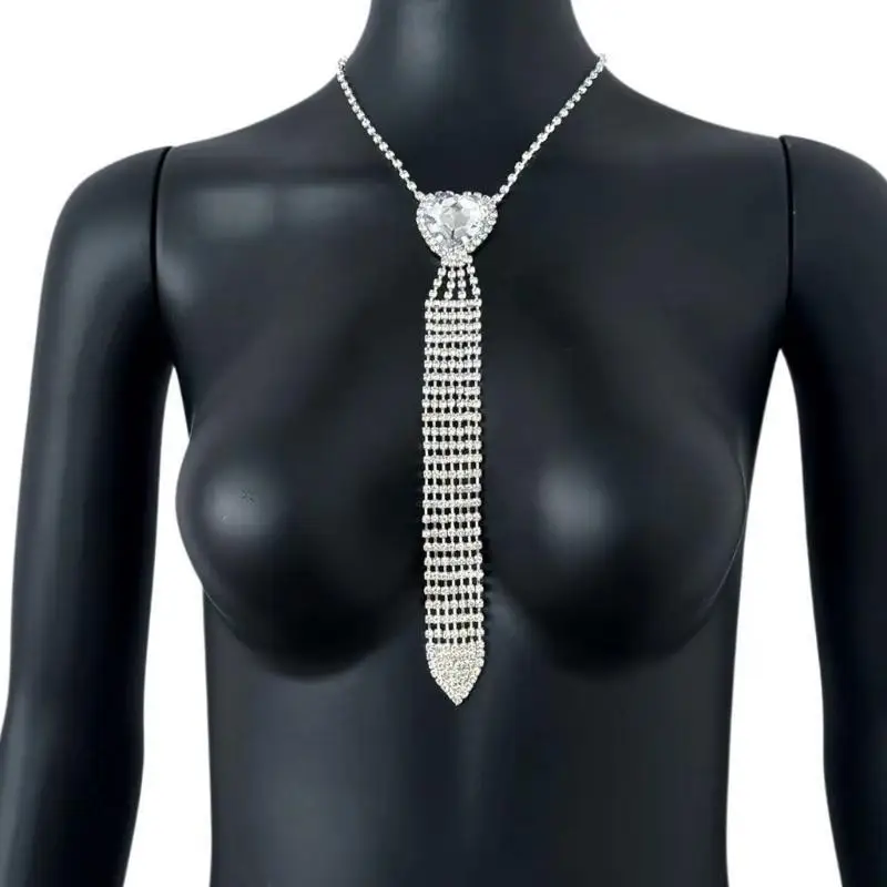 Gargantilha com ajustável R1WE, colar com coração e gravata para eventos formais