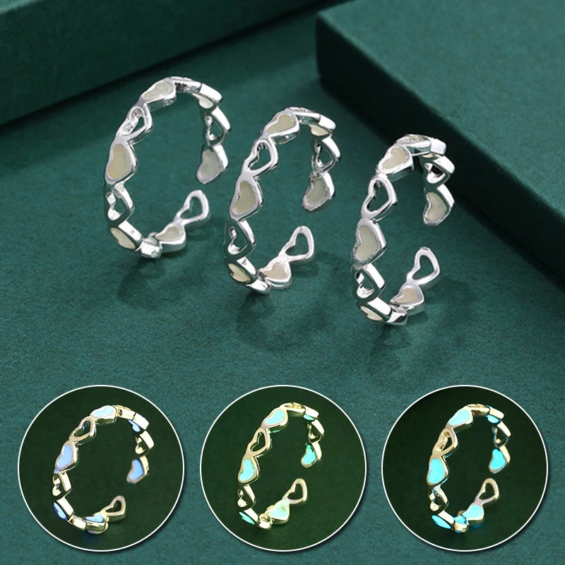 Luminous Finger Ring Glow In Dark Fashion Adjustable Couples Rings Wedding Party Jewelry Lover Gift