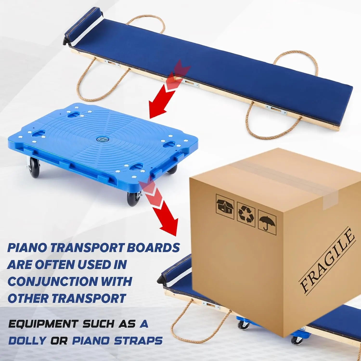 6 Ft Piano Moving Pad Skid Board Safety Board Equipment Movers Accessories for Moving Piano Furniture