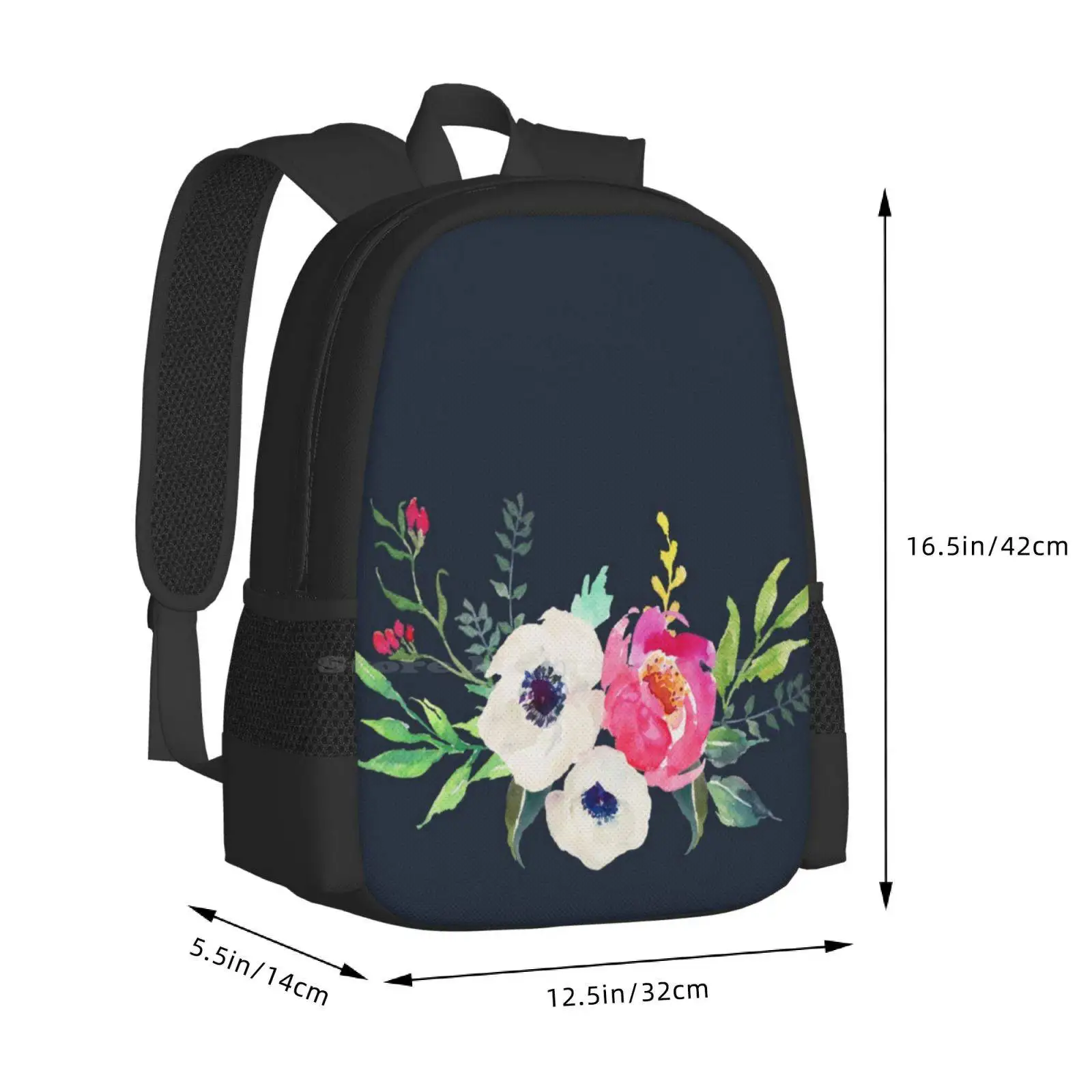 Anemone Peony Watercolor Bouquet Backpacks For School Teenagers Girls Travel Bags Anemone Peony Watercolor Bouquet Wedding