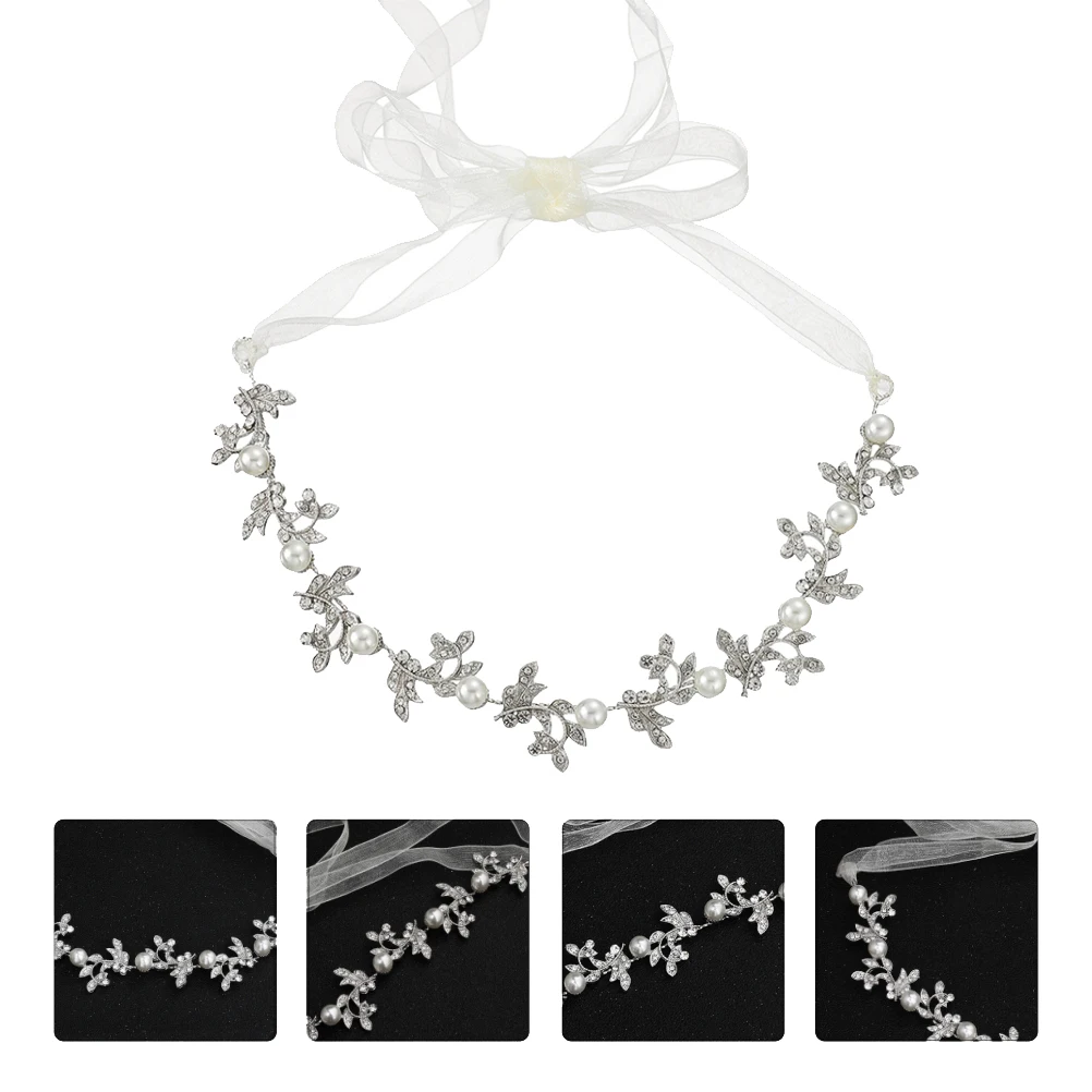 

1pc Pearl Piece Alloy Ribbon Headwear Bridal Headdress Wedding Hair Accessory Lightweight Easy to Fix Hair Decor Unforgettable