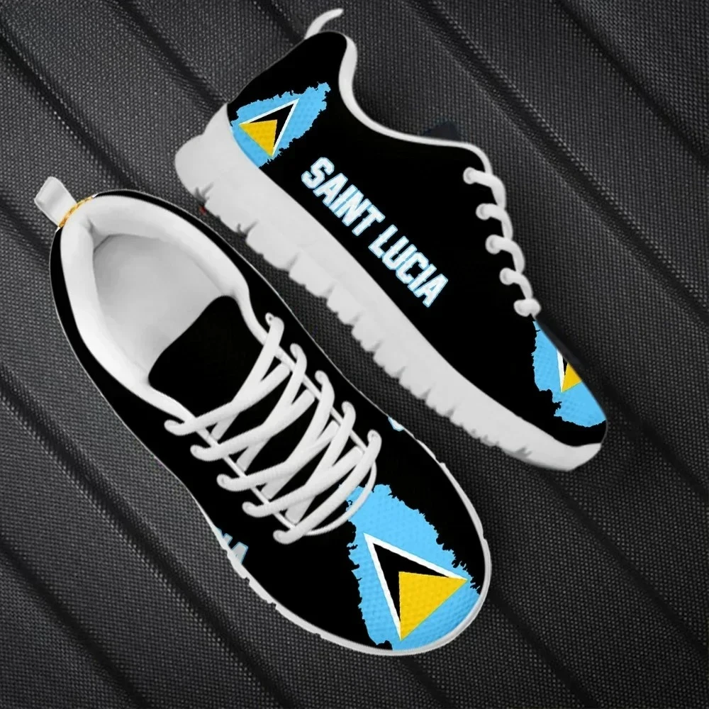 

Saint Lucia Flag Design Ladies Flat Shoes Comfortable Lace Up Casual Sneakers For Women Spring Autumn Soft Zapatos